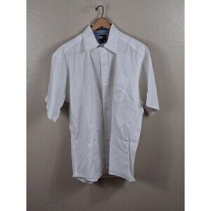 TOMMY HELFIGER WHITE SHORT SLEEVE DRESS SHIRT LARGE